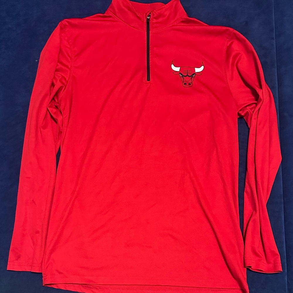 Chicago Bulls Red Ultra GAME 1/4 Zip Pullover Tech Long Sleeve Shirt Men's Med